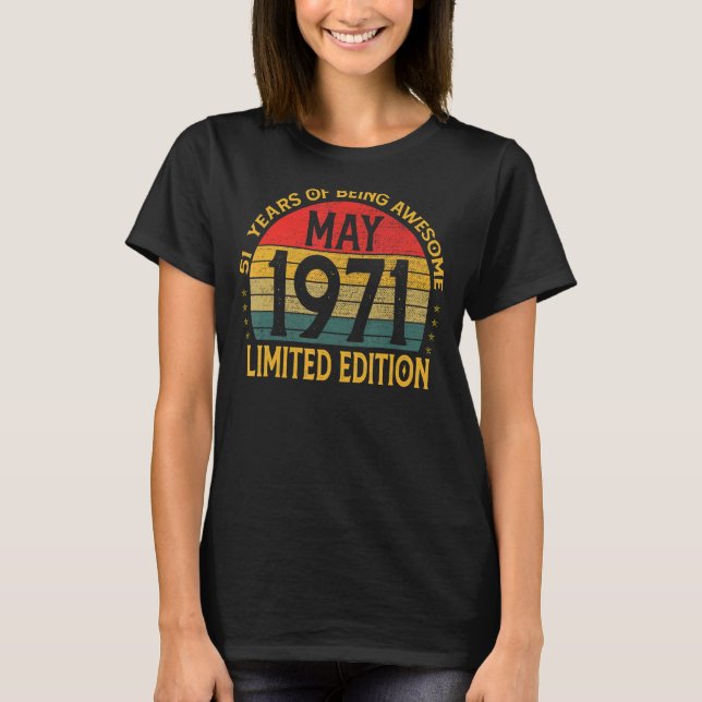 Camiseta Vintage Mayo 1971 Cumpleaños (Anverso)