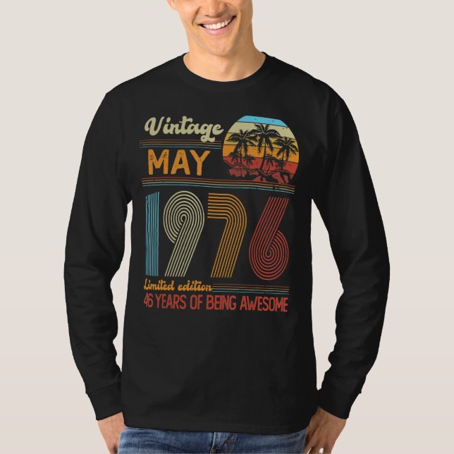 Camiseta Vintage Mayo 1976 Cumpleaños (Anverso)