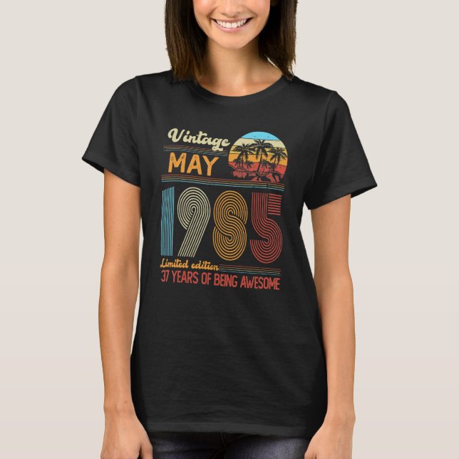 Camiseta Vintage Mayo 1985 Cumpleaños 1 (Anverso)