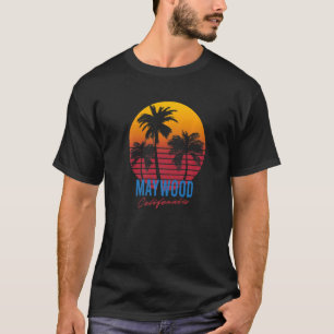 Camiseta Vintage Maywood California Palm Trees Sunset CA Re