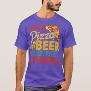 Camiseta Vintage, Me Gusta La Cerveza Pizza Y Quizá 3 Perso