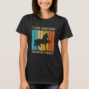 Camiseta Vintage, Me Gusta Unicornio Y Quizá 3 Mujeres