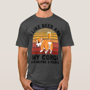 Camiseta Vintage me gustan la cerveza y mi corgi y tal vez 