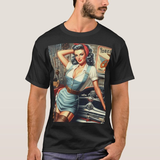 Camiseta Vintage Mechanic Pin Up (Anverso)