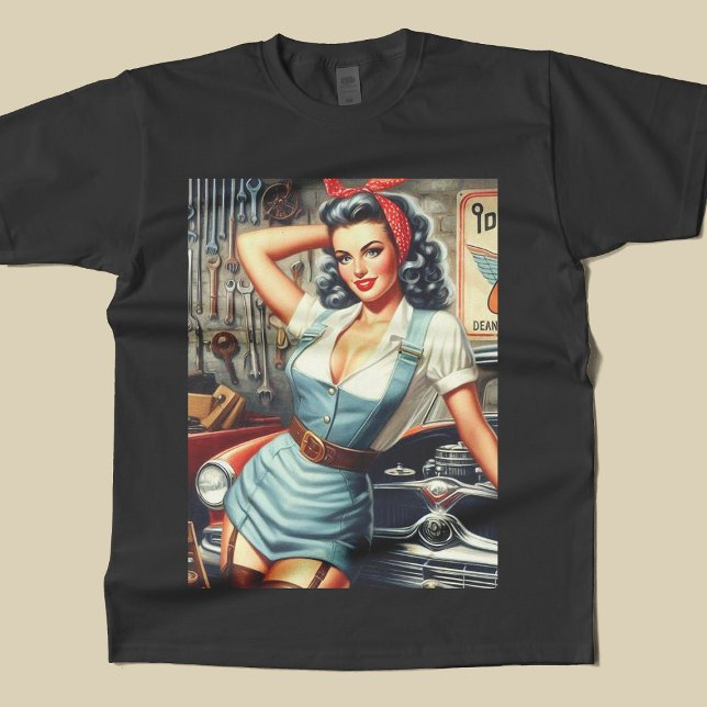Camiseta Vintage Mechanic Pin Up (Subido por el creador)