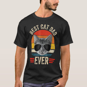 Camiseta Vintage Mejor Gato Papá Nunca Vidrio Padres Retro
