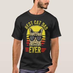 Camiseta Vintage Mejor Gato Papá Nunca Vidrio Padres Retro
