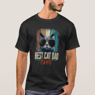 Camiseta Vintage Mejor Papá Gato Ajuste de Golpe