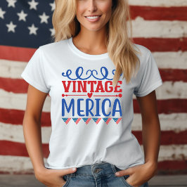 Camiseta Vintage Merica Rojo Blanco y Azul Patriótico