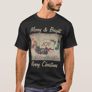 Camiseta Vintage Merry & Bright Merry Christmas Black
