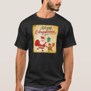 Camiseta Vintage Merry Christmas Daning Santa y Elf