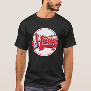 Camiseta Vintage Miami Cityscape Baseball Para Hombres Muje