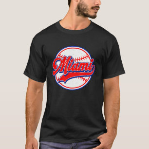 Camiseta Vintage Miami Cityscape Baseball Para Hombres Muje