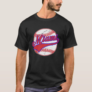 Camiseta Vintage Miami Cityscape Baseball Para Hombres Muje