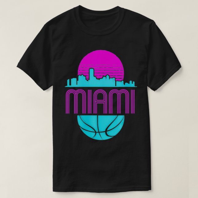 Camiseta Vintage Miami Florida Cityscape Retro Baske (Diseño del anverso)