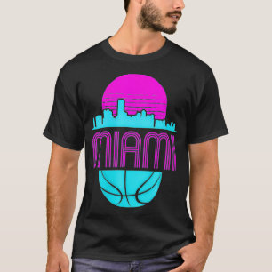 Camiseta Vintage Miami Florida Cityscape Retro Baske