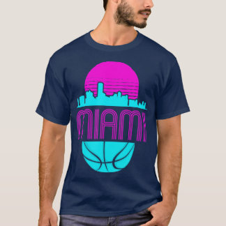 Camiseta Vintage Miami Florida Cityscape Retro Basketball