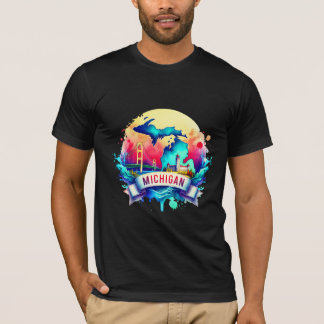 Camiseta Vintage Michigan Map T-Shirts – Retro us state