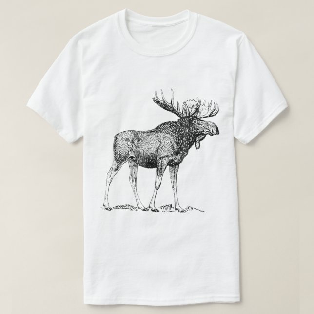 Camiseta Vintage Moose Wildlife Engraving Art (Diseño del anverso)