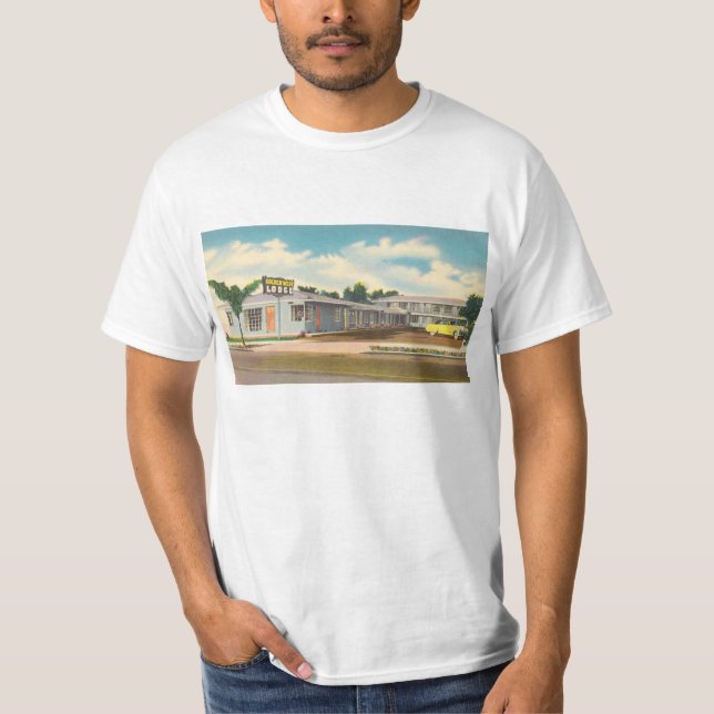 Camiseta Vintage Motel, Golden West Lodge Hotel con Palmera (Anverso)