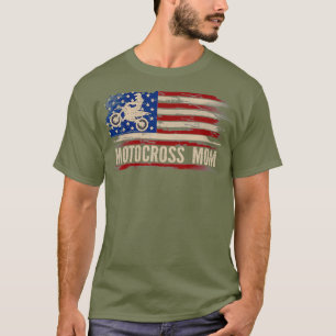 Camiseta Vintage Motocross Mom American USA Flag Dirt