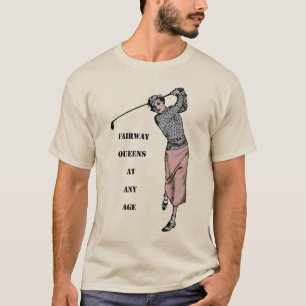 Camiseta Vintage mujer golfista balanceando el club de golf