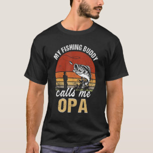 Camiseta Vintage My Fishing Buddy Me Llama Opa Family Fathe