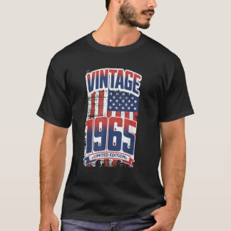 Camiseta Vintage Nacido En 1965 Bandera Americana Diversión