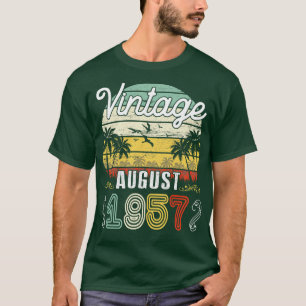 Camiseta Vintage Nacido En Agosto De 1957 Feliz Cumpleaños 