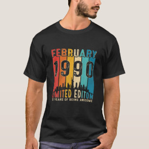 Camiseta Vintage Nacido En Febrero De 1990 32º Cumpleaños