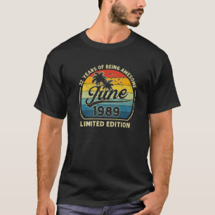 Camiseta Vintage Nacido En Junio De 1989 Retro 32 Años De E