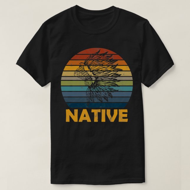 Camiseta Vintage Native American Headdress Pullover (Diseño del anverso)