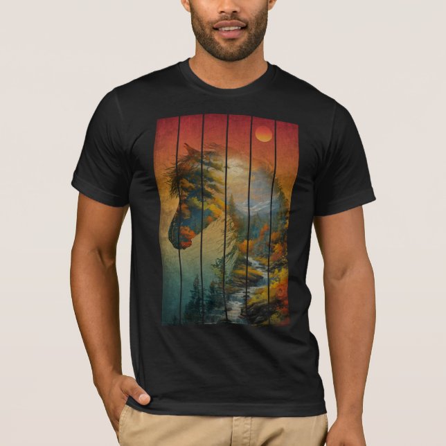 Camiseta Vintage Naturaleza Paisaje de Caballos (Anverso)