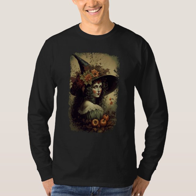 Camiseta Vintage Nature Witch October Halloween Illustratio (Anverso)