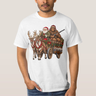 Camiseta Vintage Navidad Caza Santa Bigfoot Pato