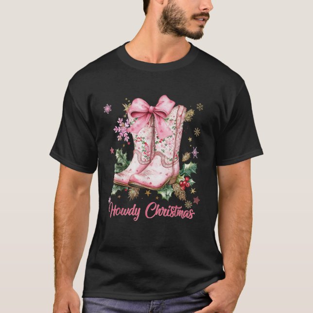 Camiseta Vintage Navidades occidentales: Boots rosados Coqu (Anverso)