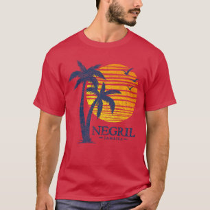Camiseta Vintage Negril Jamaica Playa Puesta del Sol Hombre