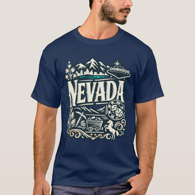 Camiseta Vintage Nevada State Heritage Silver State Art (Anverso)
