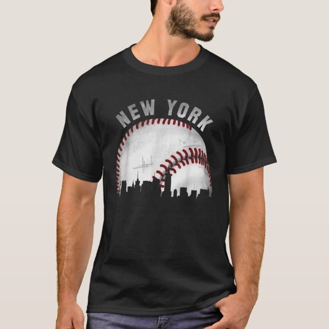 Camiseta Vintage New York Skyline City Baseball (Anverso)