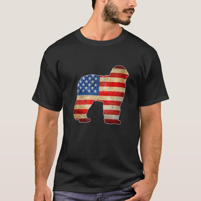 Camiseta Vintage Newfoundland Dog Bandera Estadounidense 4  (Anverso)