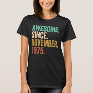 Camiseta Vintage Noviembre 1975 Niño de 47 años 47º nacimie