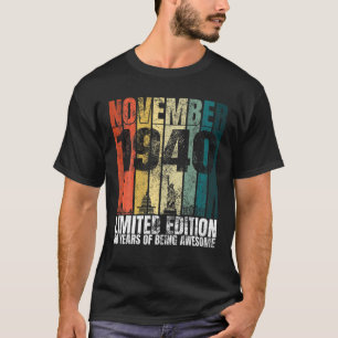 Camiseta Vintage Noviembre De 1940 Regalos De Cumpleaños 80