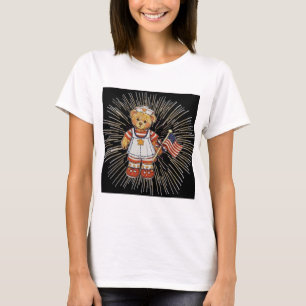 Camiseta Vintage Nurse Bear with Modern White Fireworks