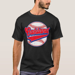 Camiseta Vintage Oakland Cityscape Béisbol jugador y ventil