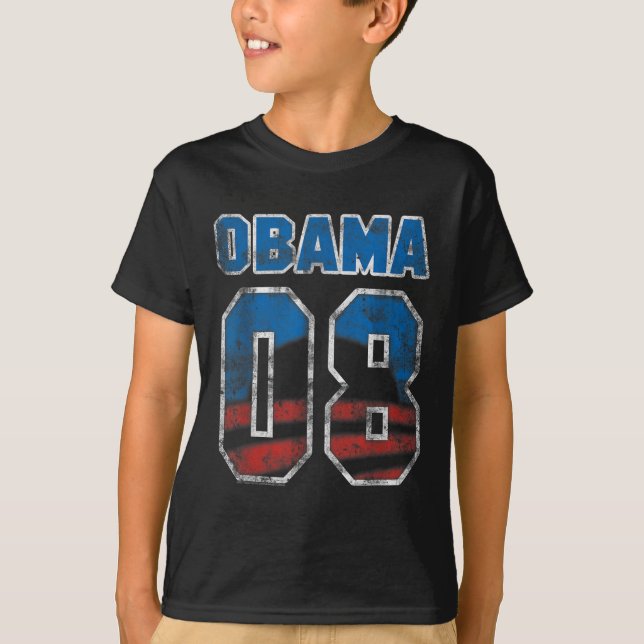 Camiseta Vintage Obama 08 Presidente Keepsake Throwback (Anverso)