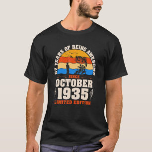 Camiseta Vintage October 1935 87 Year Old Fishing  87th Bir