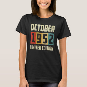 Camiseta Vintage Octubre 1952 70th Birthday Retro
