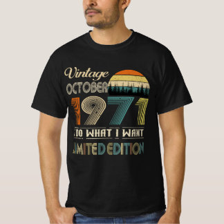 Camiseta Vintage Octubre 1971 estilo T-Shirt Retro Cumpleañ