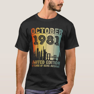Camiseta Vintage Octubre 1981 Edición Limitada Retro 40Th B