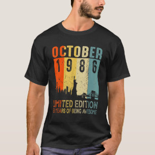 Camiseta Vintage Octubre 1986 36 años 36 cumpleaños